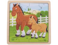 Houten puzzel paard en veulen