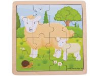 Houten puzzel schaap en lam