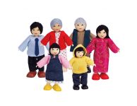 Houten poppenhuis familie azië